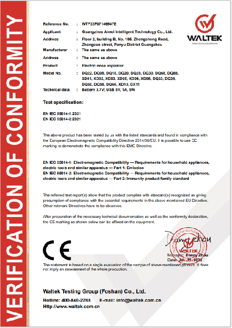 CE of body trimmer AIMEI